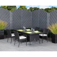 Product photograph of 4 Rattan Garden Chairs Rectangular Table Set In Black White - Roma - Rattan Direct from Rattan Direct