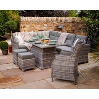 Product photograph of Rattan Garden Corner Dining Set With Dining Chair In Grey - With Height Adjustable Table - Sorrento - Rattan Direct from Rattan Direct