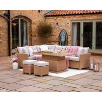Product photograph of Rattan Garden Corner Dining Set With Adjustable Height Table In Willow - Sorrento - Rattan Direct from Rattan Direct