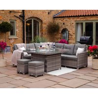 Product photograph of Rattan Garden Corner Dining Set With Fire Pit Table In Grey - Sorrento - Rattan Direct from Rattan Direct