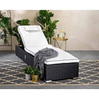 Product photograph of Miami Rattan Garden Sun Lounger In Black White - Rattan Direct from Rattan Direct