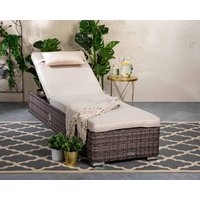 Product photograph of Rattan Garden Reclining Sun Lounger In Truffle Brown Champagne - Miami - Rattan Direct from Rattan Direct