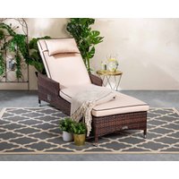 Product photograph of Cambridge Rattan Garden Sun Lounger In Brown - Cambridge - Rattan Direct from Rattan Direct