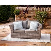 Product photograph of 2 Seater Rattan Garden Sofa In Grey - Lisbon - Rattan Direct from Rattan Direct