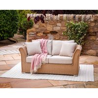 Product photograph of 2 Seater Rattan Garden Sofa In Willow - Lisbon - Rattan Direct from Rattan Direct