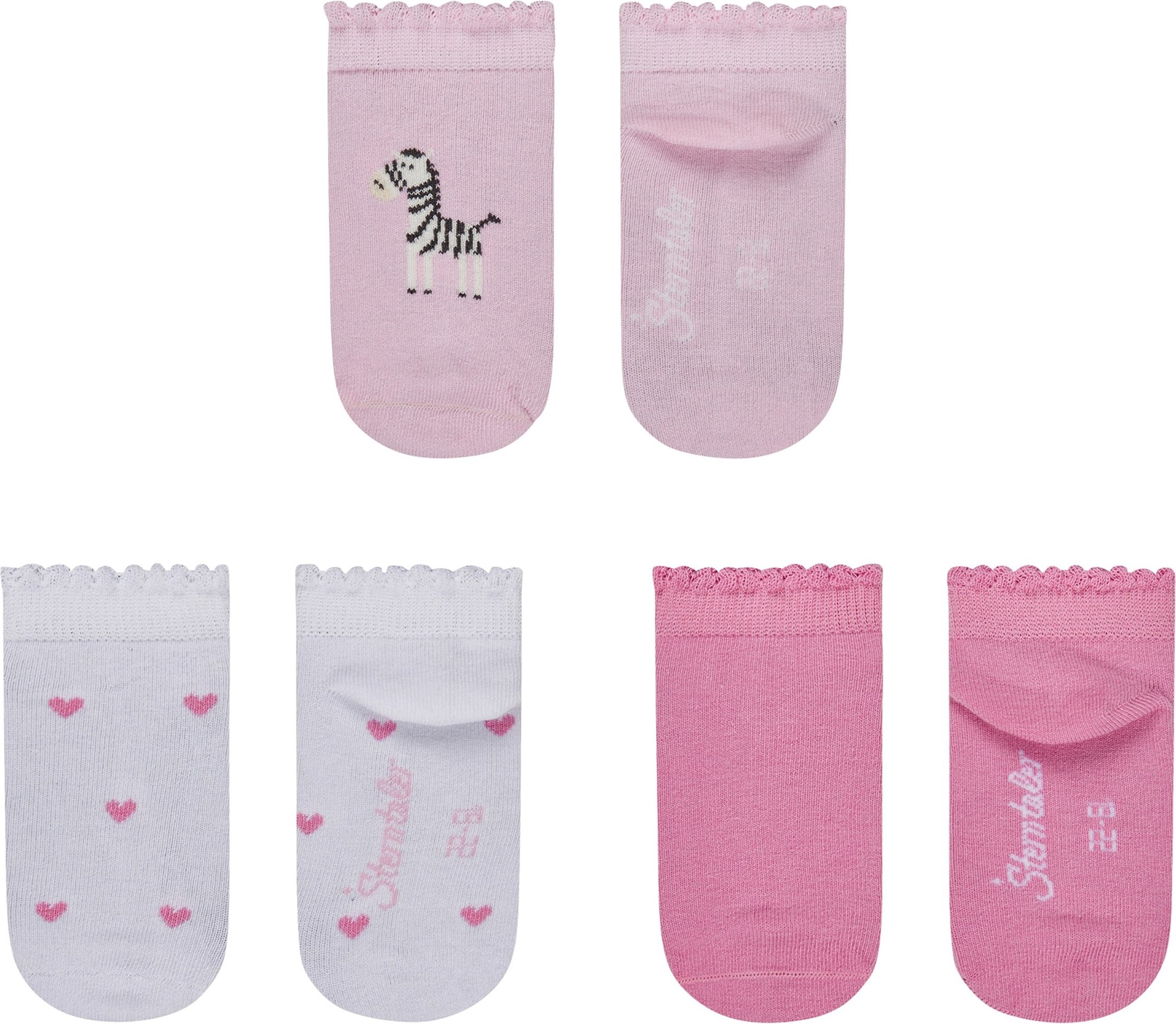 Sterntaler 3er-Pack Sneakersocken Zebra Herzen