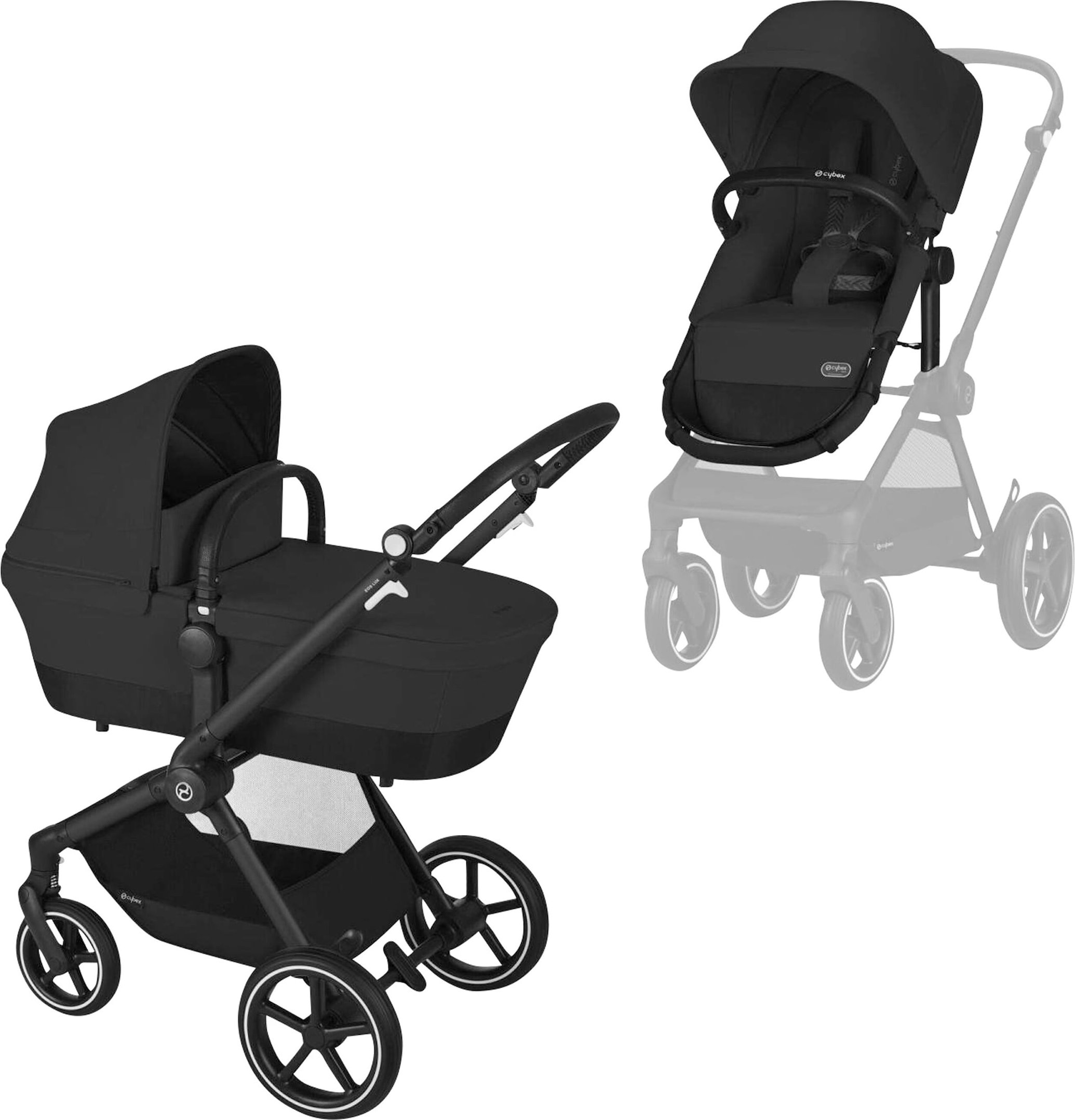 Cybex Gold Kombikinderwagen Eos Lux Trio-Set inkl. Babyschale Aton B2 i-Size schwarz
