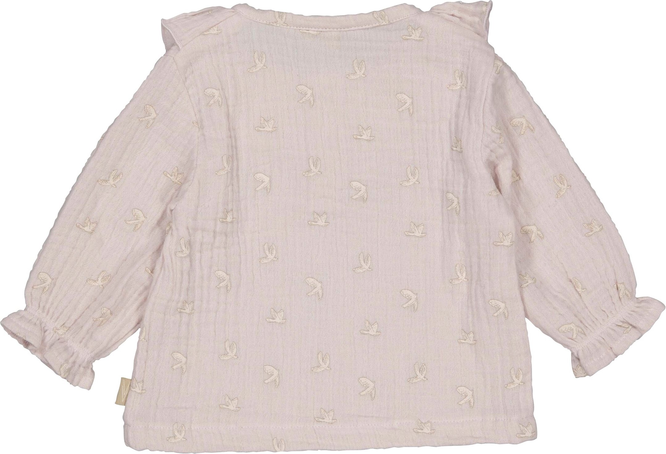 Levv Musselin-Shirt langarm Vögel Rüschen