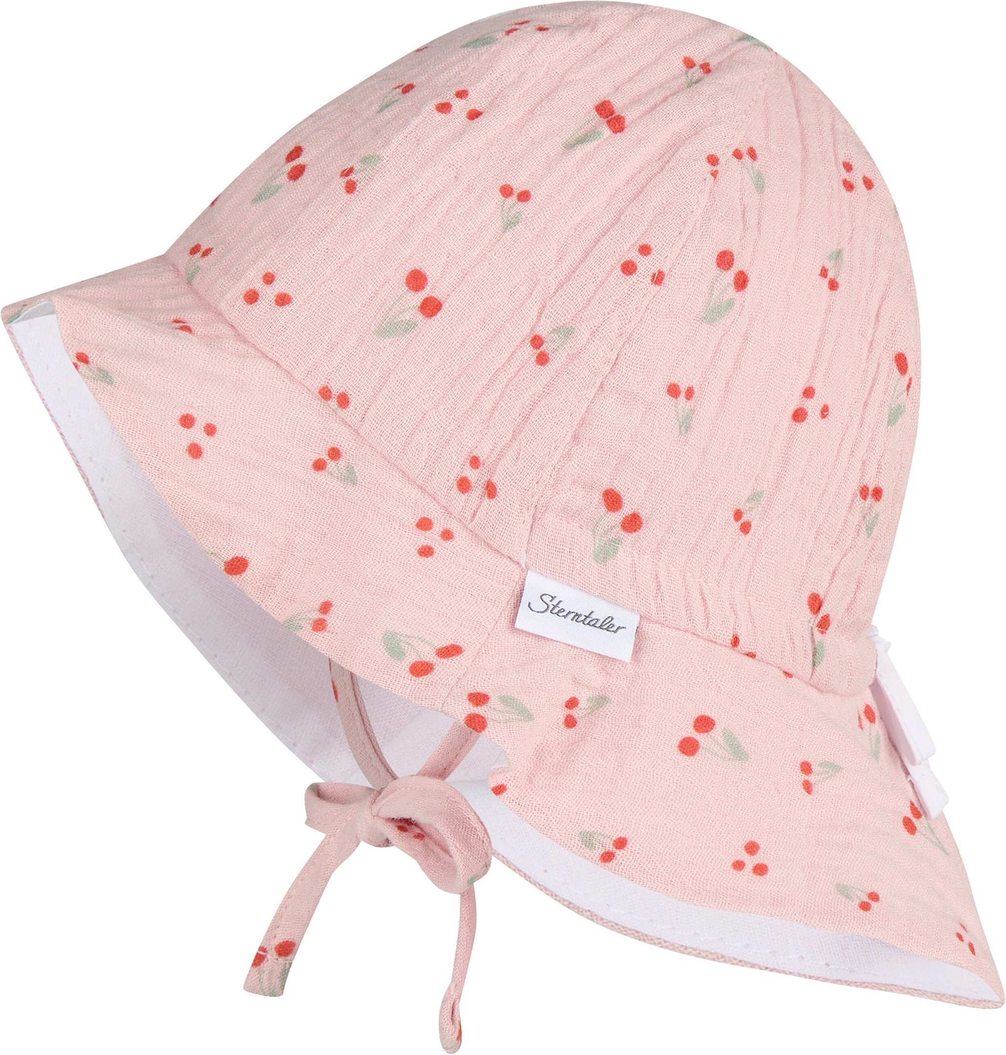 Sterntaler Musselin-Sonnenhut mit Nacken- und UV-Schutz Kirschen