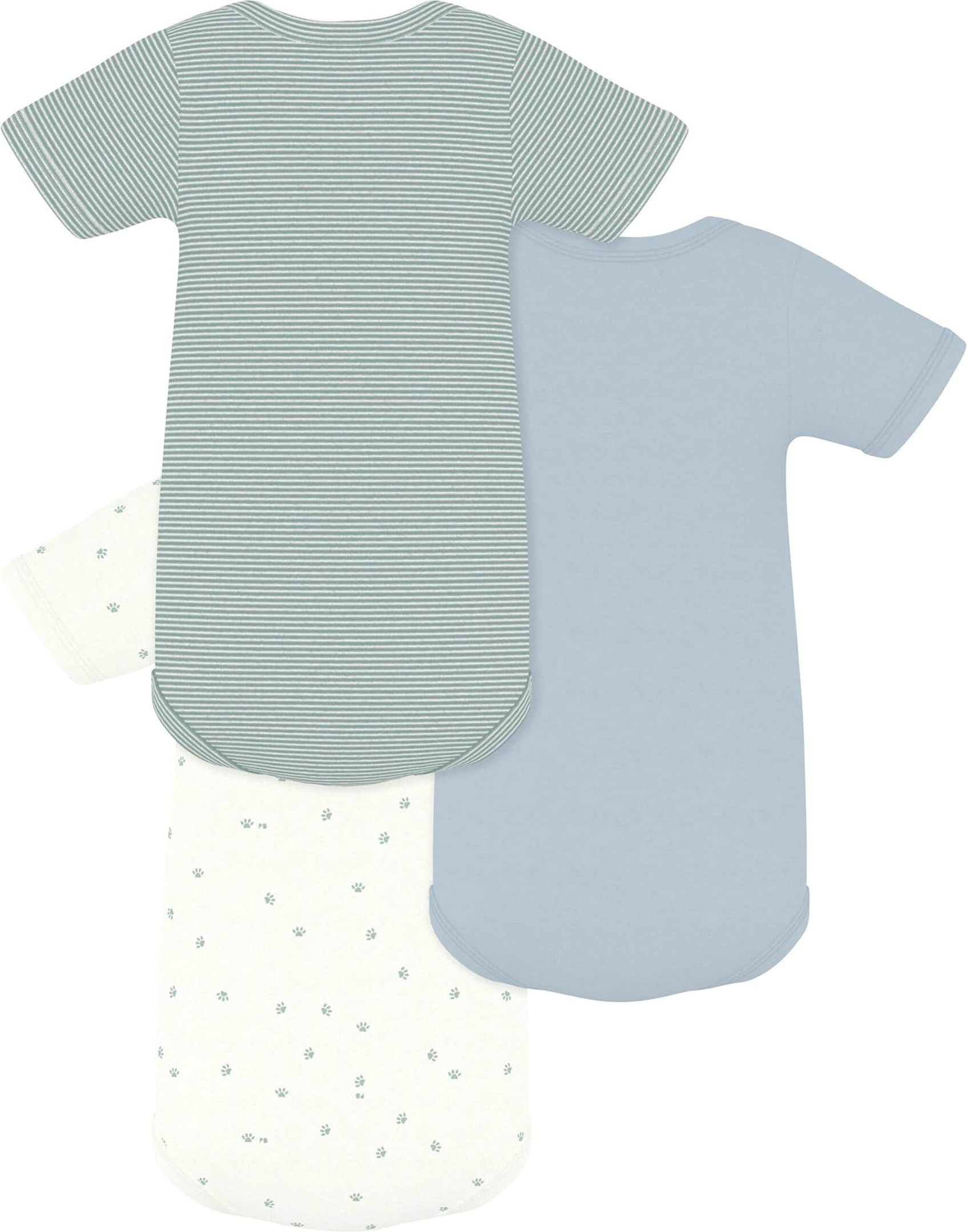 Petit Bateau 3er-Pack Bodys kurzarm Ringel Pfoten