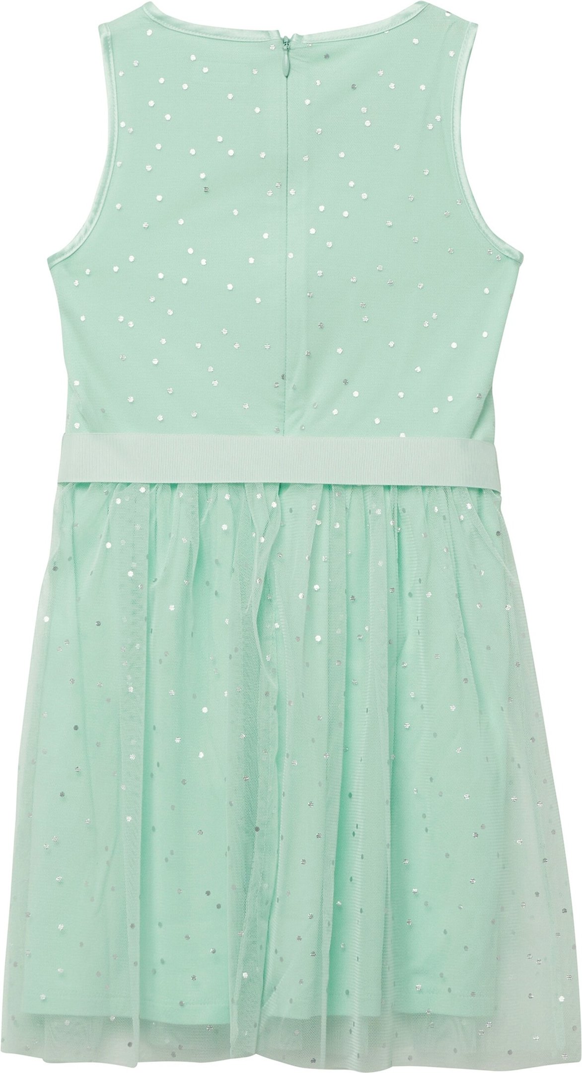 Kurzes Kleid mit silbernen Punkten und Gürtel