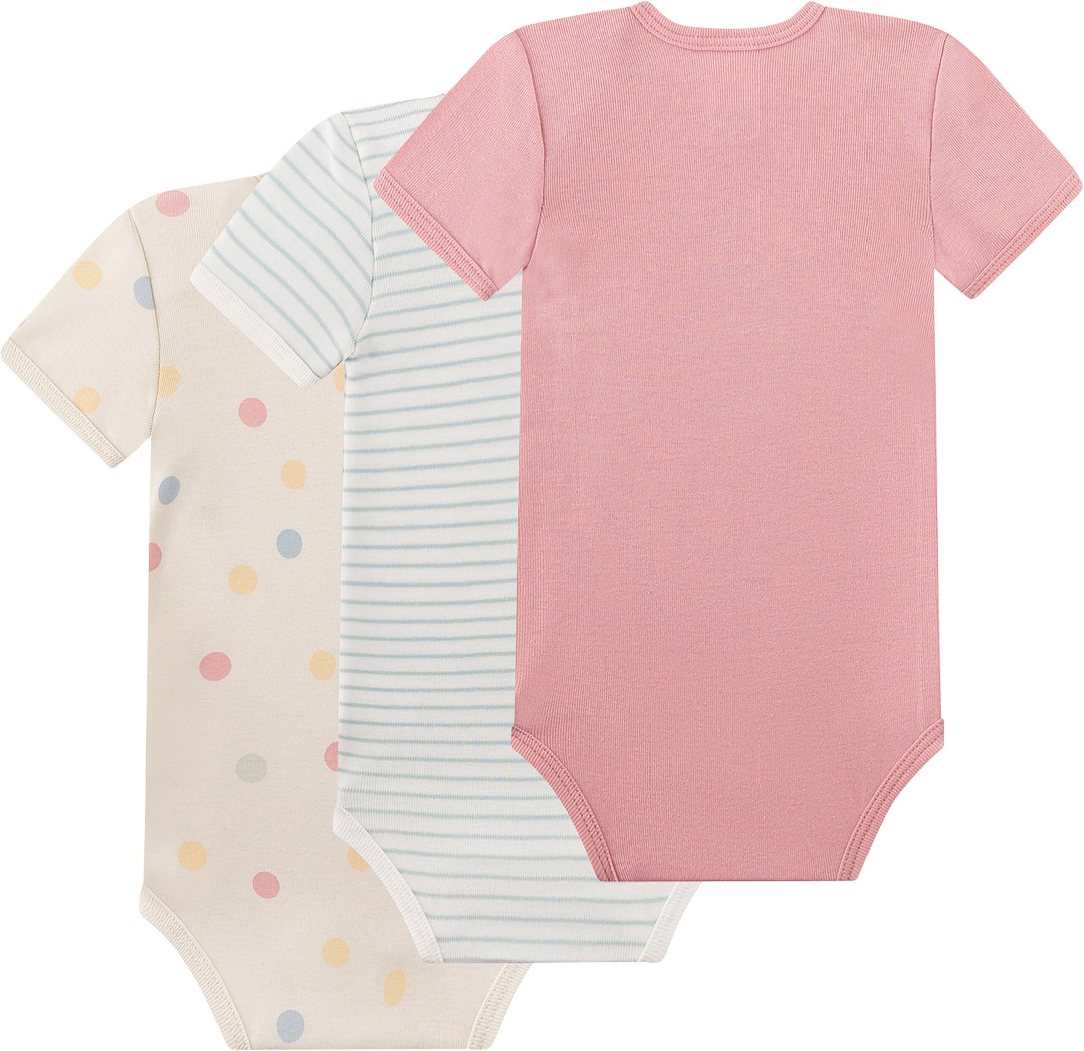 Thumbnail - Sanetta 3er-Pack Bodys kurzarm Punkte Ringel