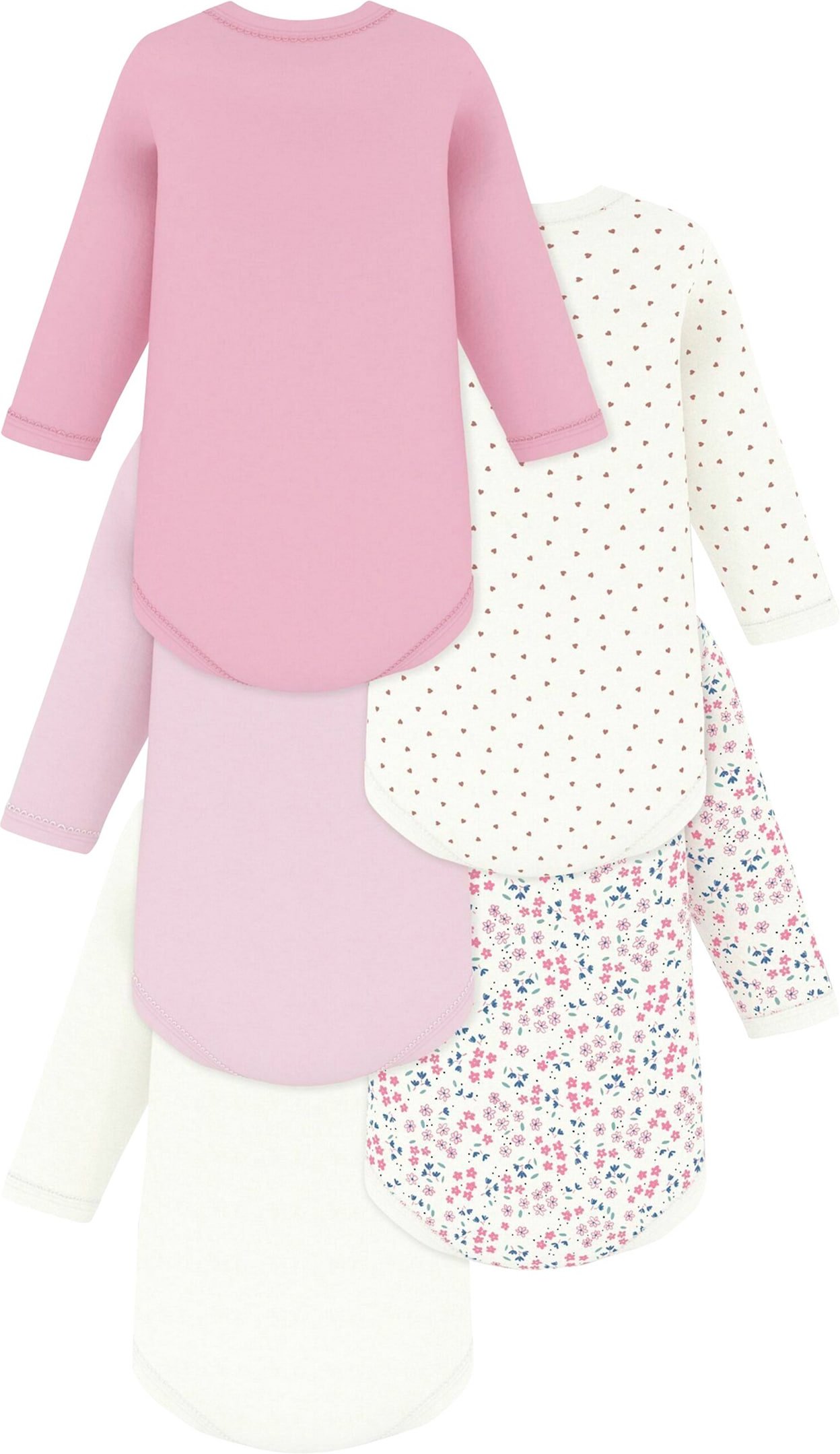 Petit Bateau 5er-Pack Bodys langarm Blumen Herzen
