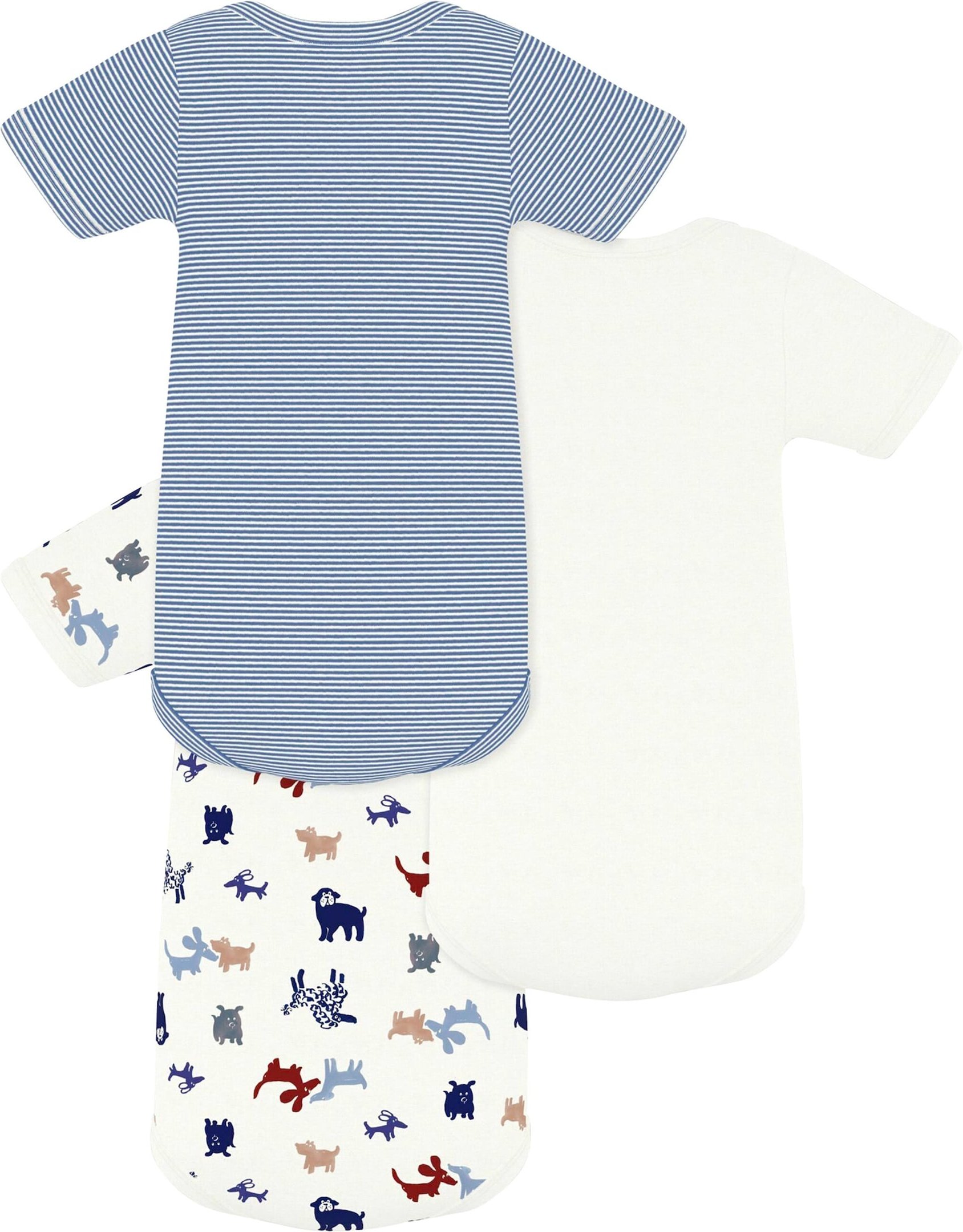 Petit Bateau 3er-Pack Bodys kurzarm Ringel Hunde