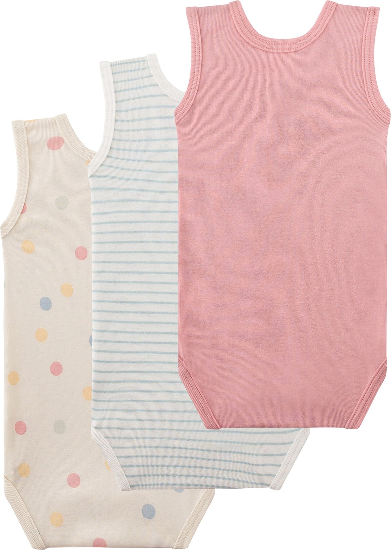 Thumbnail - Sanetta 3er-Pack Bodys ohne Arm Punkte Ringel