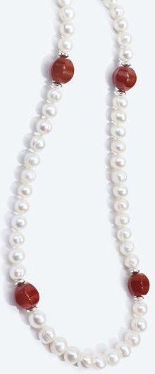 Collier Süßwasserzuchtperlen, Achat endlos