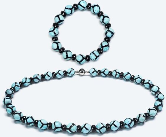 SET: Armband + Collier Feuerachat Magnetverschluß