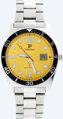 Time Piece Herren-Funkuhr, Edelstahlband, gelb