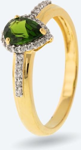 Ring 925 Silber vergoldet Chromdiopsid+Zirkon