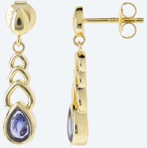 Ohrhänger 925 Sterling Silber vergoldet Tansanit