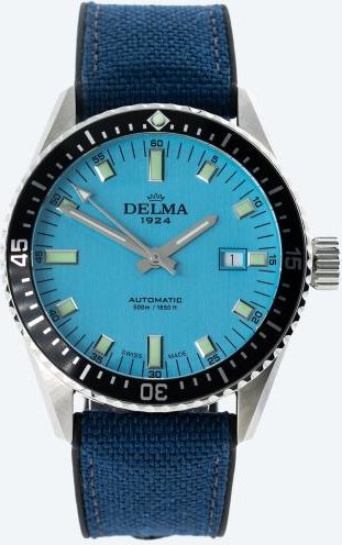 DELMA Herrenuhr "Cayman' Automatik, iceblau
