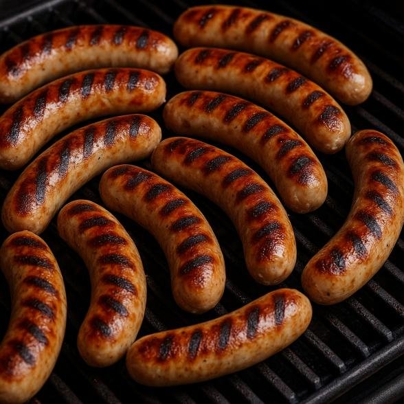 Weiße Bratwurst im Schweinedarm