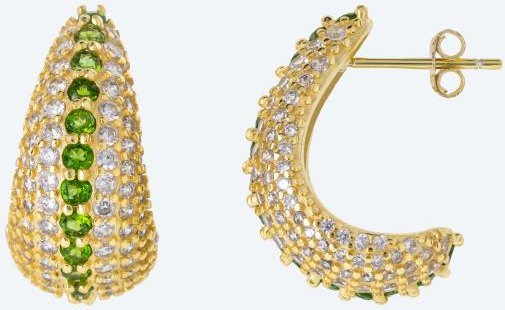 Creolen 925 Silber vergoldet Chromdiopsid