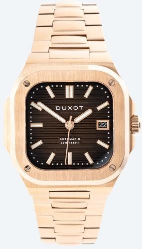 DUXOT Automatikuhr "Quadrata" roségoldfarben-braun