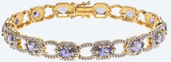 Armband 925 Silber vergoldet Tansanit+Zirkon