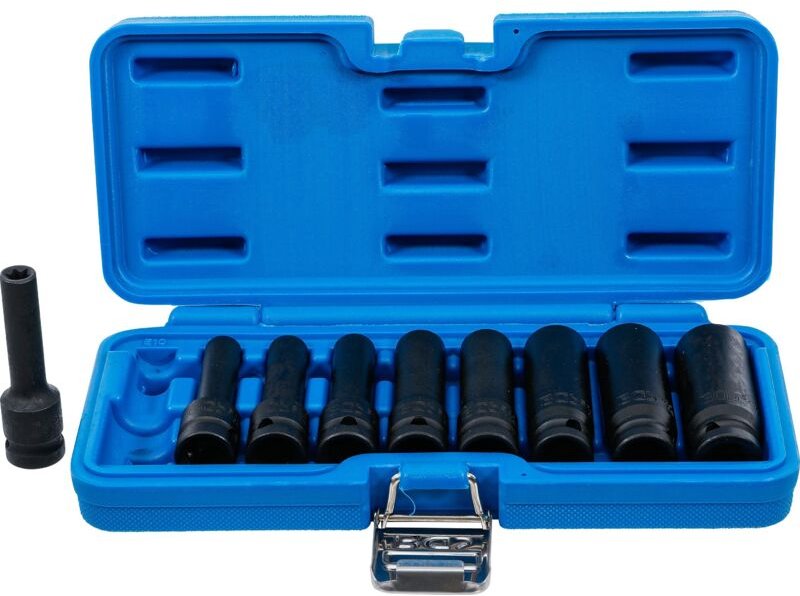 Kraft-Steckschlüssel-Einsatz-Satz E-Profil, tief Antrieb Innenvierkant 12,5 mm (1/2") SW E10 - E24 9-tlg.