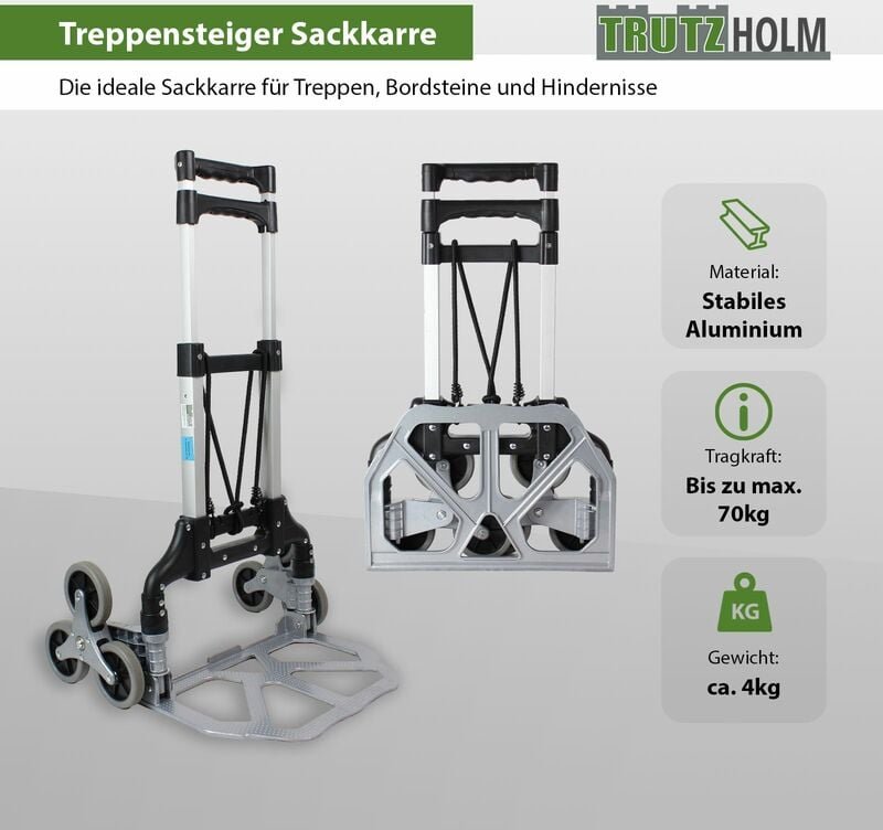 Alu Treppensteiger Sackkarre 70 kg klappbar extra hoch 109 cm