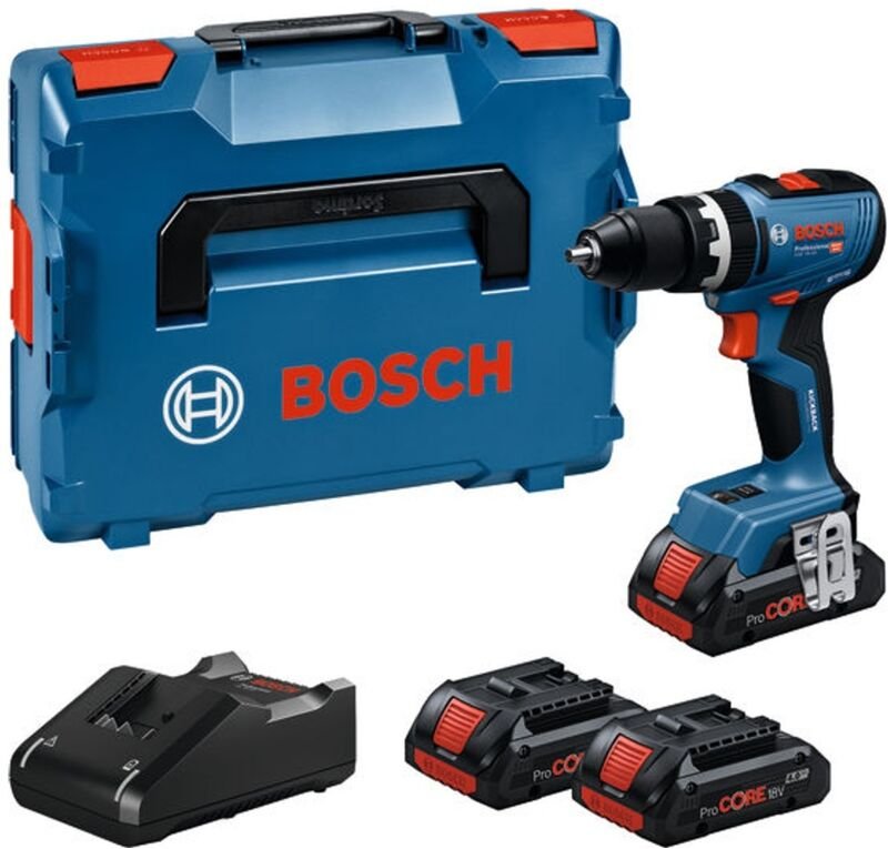Bosch Akku-Schlagbohrschauber gsb 18V-65, incl. 2x Akku ProCORE 4 Ah, Schnellladegerät, l-boxx