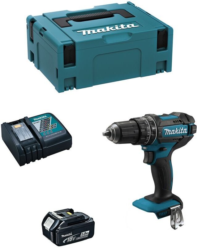 Schlagbohrschrauber Makita DHP482RTJ1 (1 x 5,0 Ah + DC18RC + makpac 2)