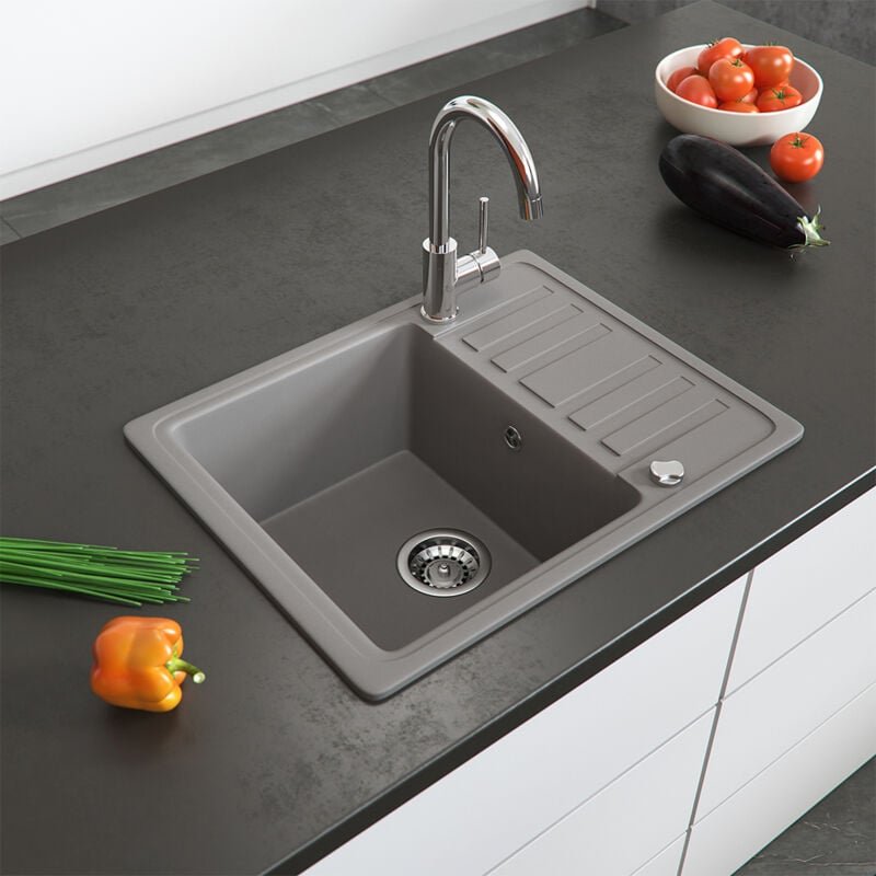 Spülbecken , Beton, 57.5 x 46 cm mit Trockenplatz, Bergström