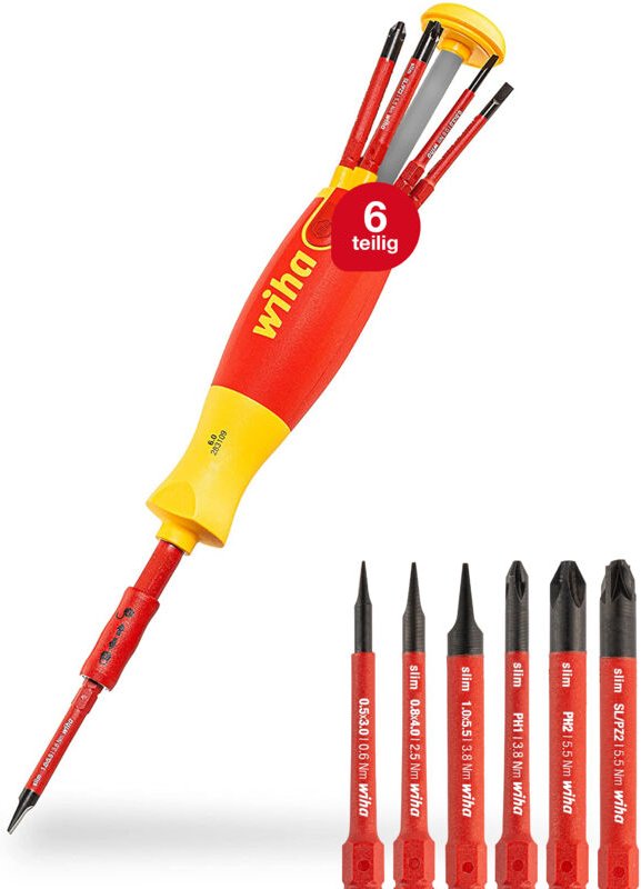 Schraubendreher Set LiftUp electric 6-tlg. mit verstaubarem Bit Set (38611) i Schraubenzieher Satz mit Bit Magazin aus s...