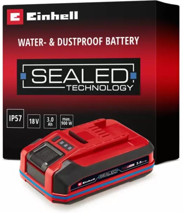 Original Einhell 18V 3,0 Ah sealed Power X-Change plus (18 v Akku, wasser- & staubgeschützt, Schutzklasse IP57, universe...