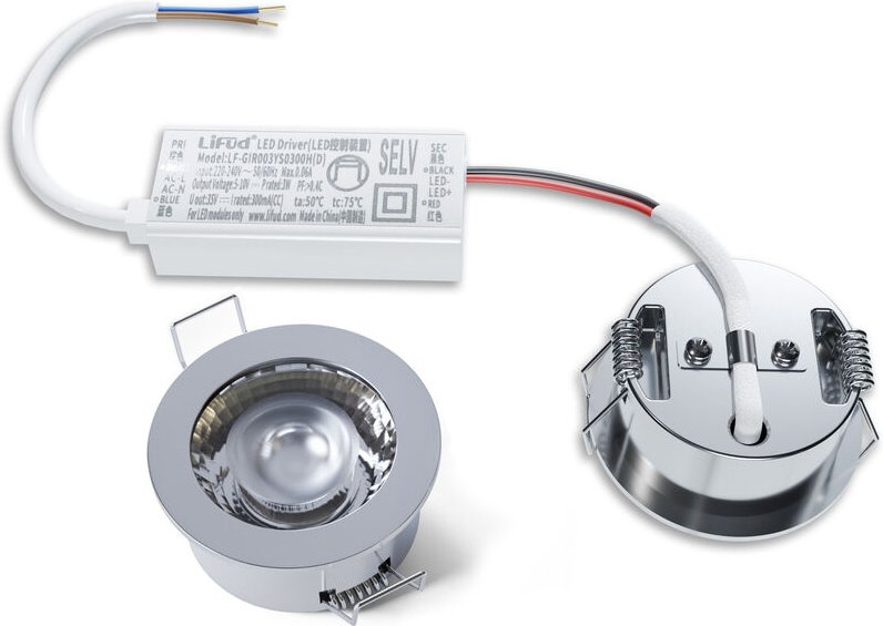 LED-Spot Einbaustrahler Neutralweiß Ø 45 x 22,3 mm IP65 mit Einbaurahmen Chrom
