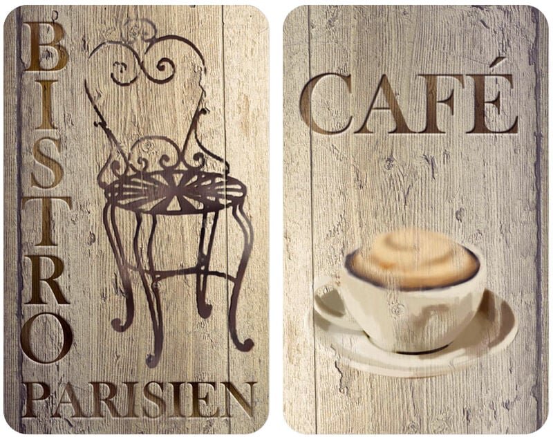 Herdabdeckplatte Universal Bistro 2er Set, für alle Herdarten, Mehrfarbig, Gehärtetes Glas braun, Kunststoff (tpe) hellg...