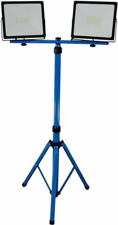 Led Doppel Baustrahler 2x50W IP65 Strahler Arbeitsstrahler Fluter Flutlicht Scheinwerfer mit Teleskop Stativ