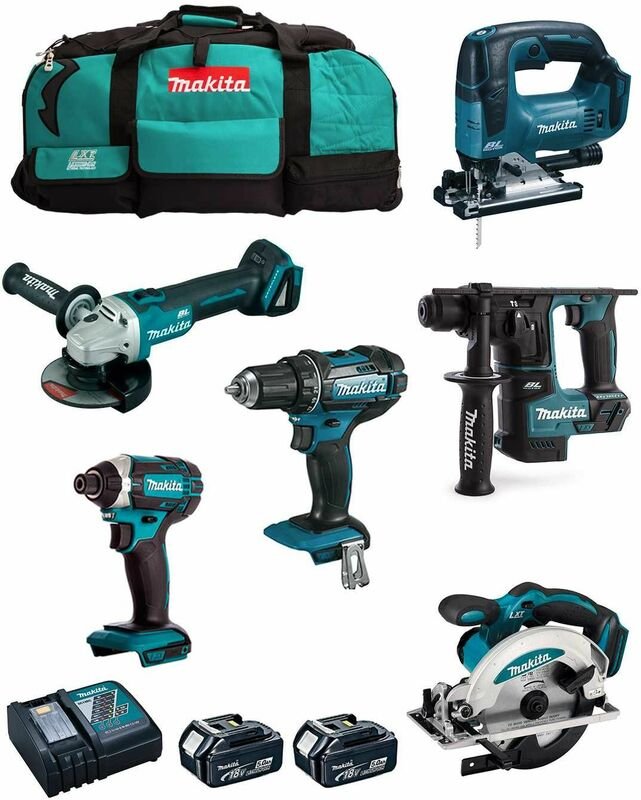 Makita - Kit MK601 (DDF482 + DHR171 + DGA504 + DTD152 + DJV182 + DSS610 + 2 x 5,0 Ah + DC18RC + 2 x LXT600)