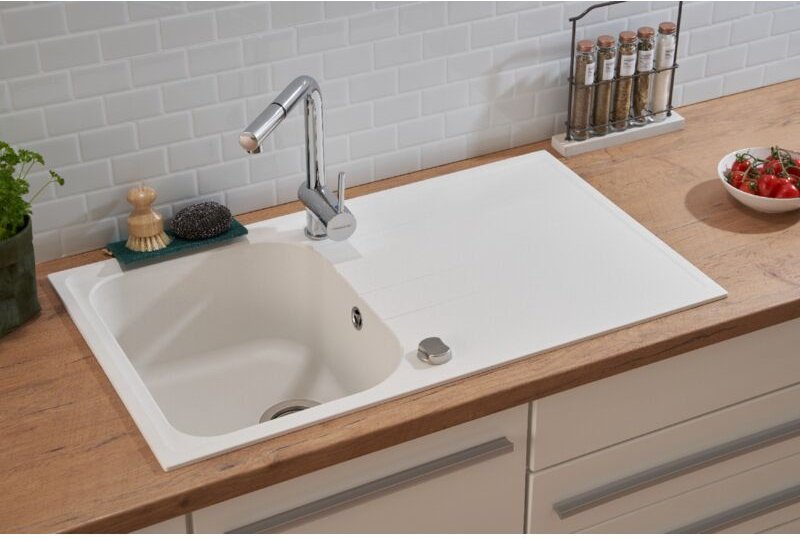 Küchenspüle Einbauspüle Spülbecken Granitspüle 86 x 50 Weiß Respekta Orlando