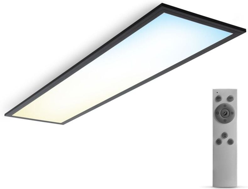 B.k.licht - led Panel 100x25 cm - 24W, 2600lm, dimmbar, Fernbedienung, cct, schwarz