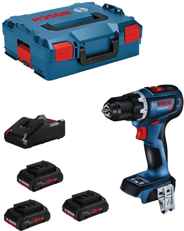 Bosch Akku Bohrschrauber 3x Procore 4Ah GSR 18V-90C Professional Set 0615A5002R