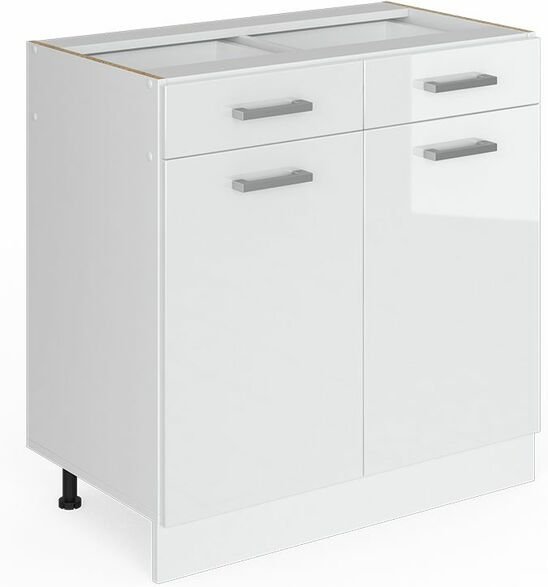 Küchenunterschrank R-Line, Weiß Hochglanz, 80 cm ohne Arbeitsplatte, Vicco