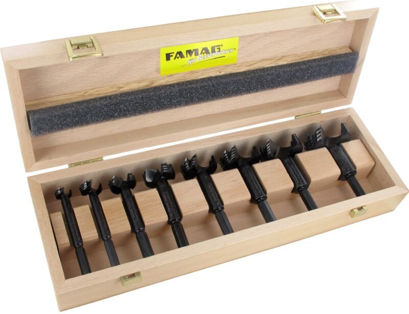 FP - Famag Forstnerbohrer Set ws Bormax, 8-teilig, Holzbohrer 15-35 mm, Länge 90 mm