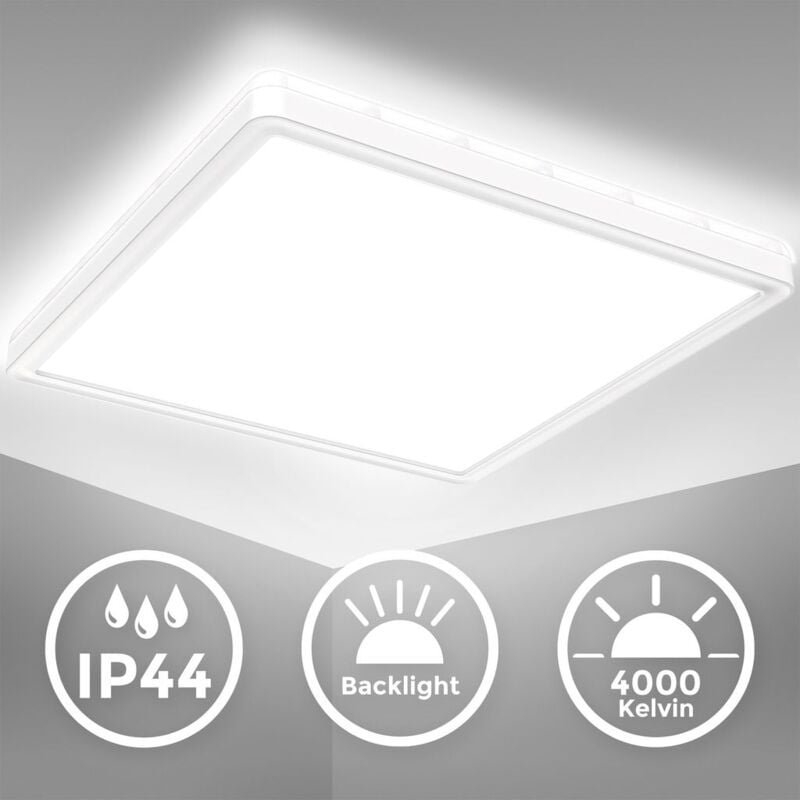 B.k.licht - led Panel 29x29 cm - 18W, 2400lm, IP44, flach, neutralweiß, weiß