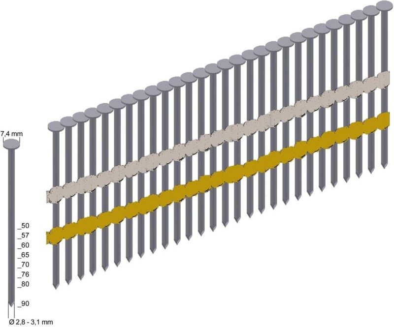 Rundkopf Streifennägel Type RK31/90BK Blank ø 3,1 x 90 mm