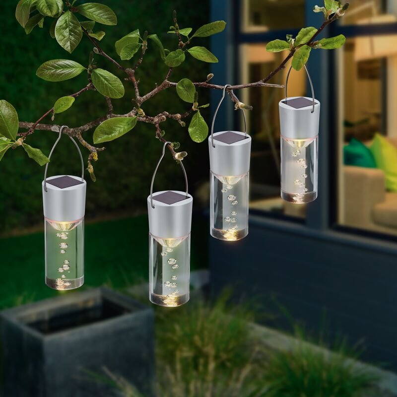 Esotec - Solar Hängeleuchten Acryl Bubbles 4er-Set Smart Sticks wetterfest 102117