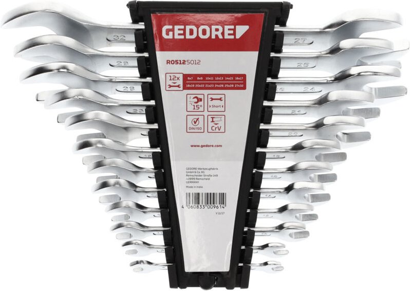 Gedore - R05125012 Doppelmaulschlüssel Satz kurz SW6-32 mm 12-teilig