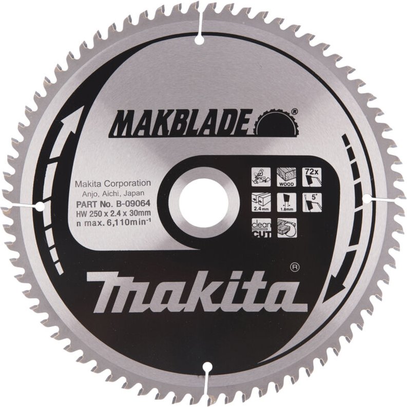 Makita B-09064 Makblade Sägeblatt 250x30 mm 72 Zähne
